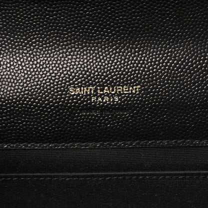 Saint Laurent Grain De Poudre Matelasse Chevron Monogram Envelope Clutch Black 5 of 11