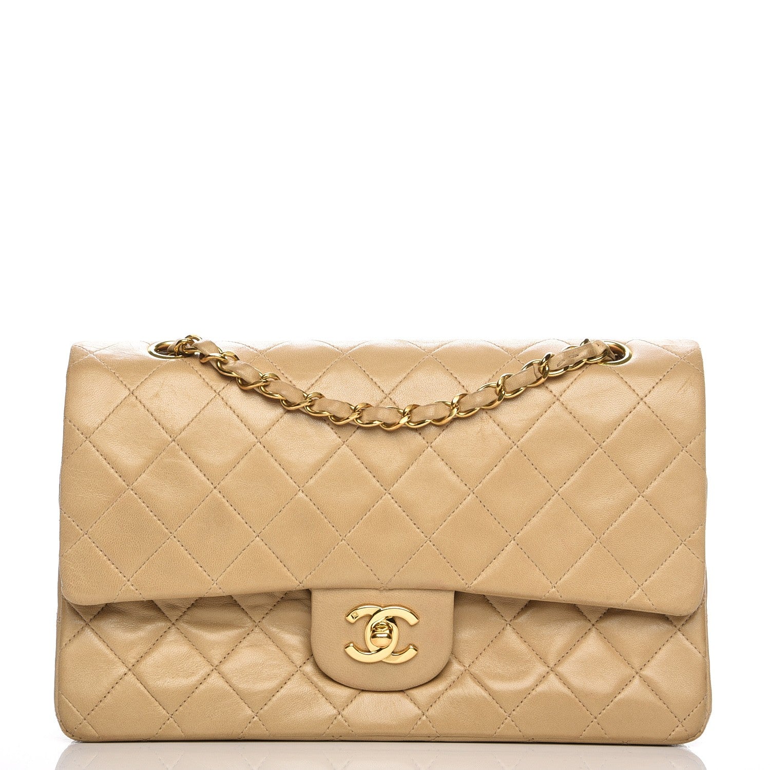 Chanel Lambskin Quilted Medium Double Flap Beige 1 of 10