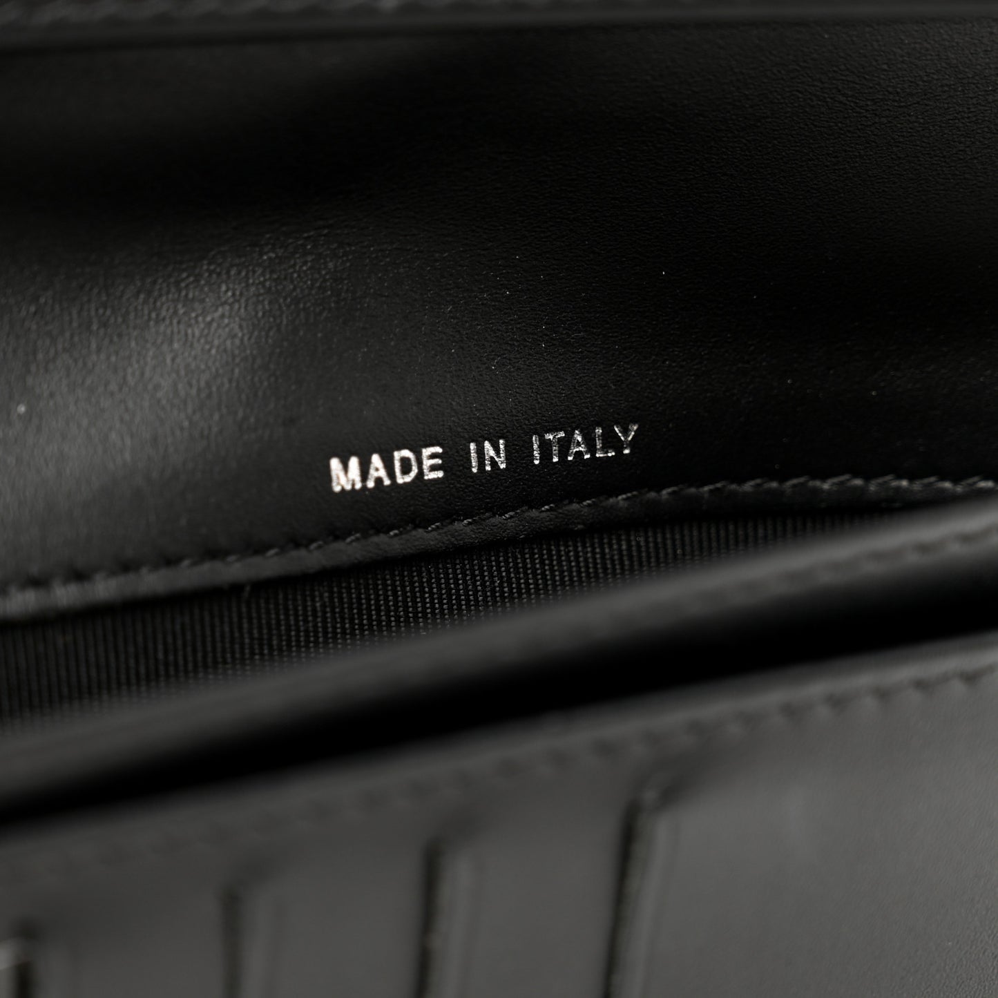 Patent Calfskin Quilted Yen Wallet Black