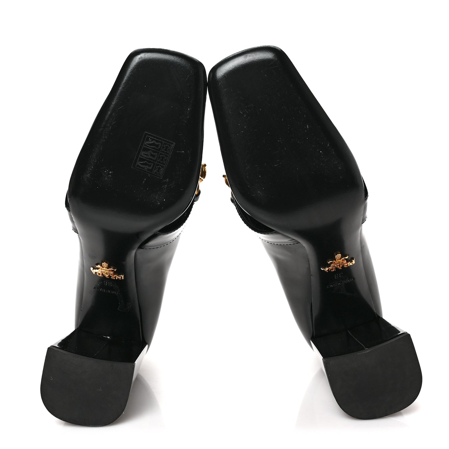 Vernice Bi-Color Chain Mary Jane 85mm Pumps 38 Black Bottiglia