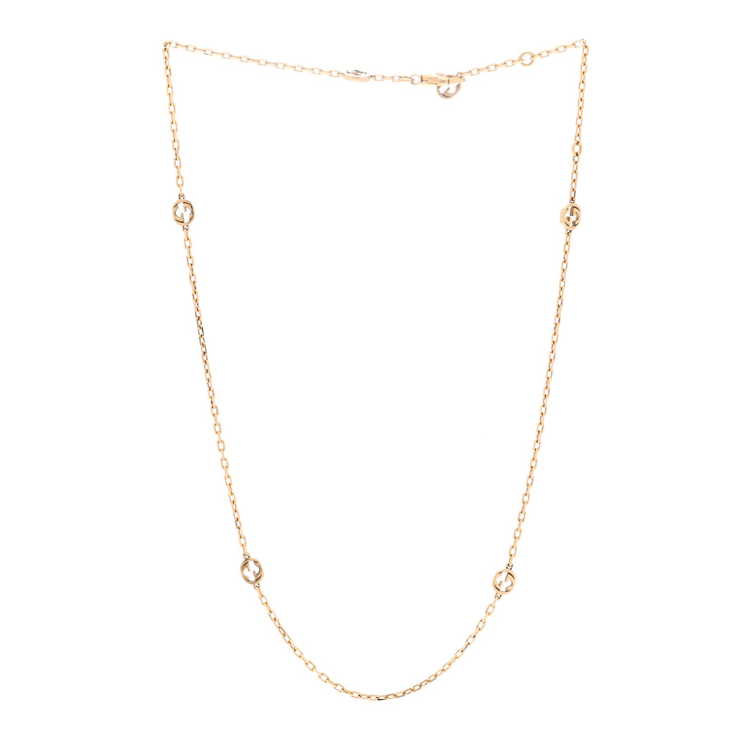18K Yellow Gold Running GG Station Necklace