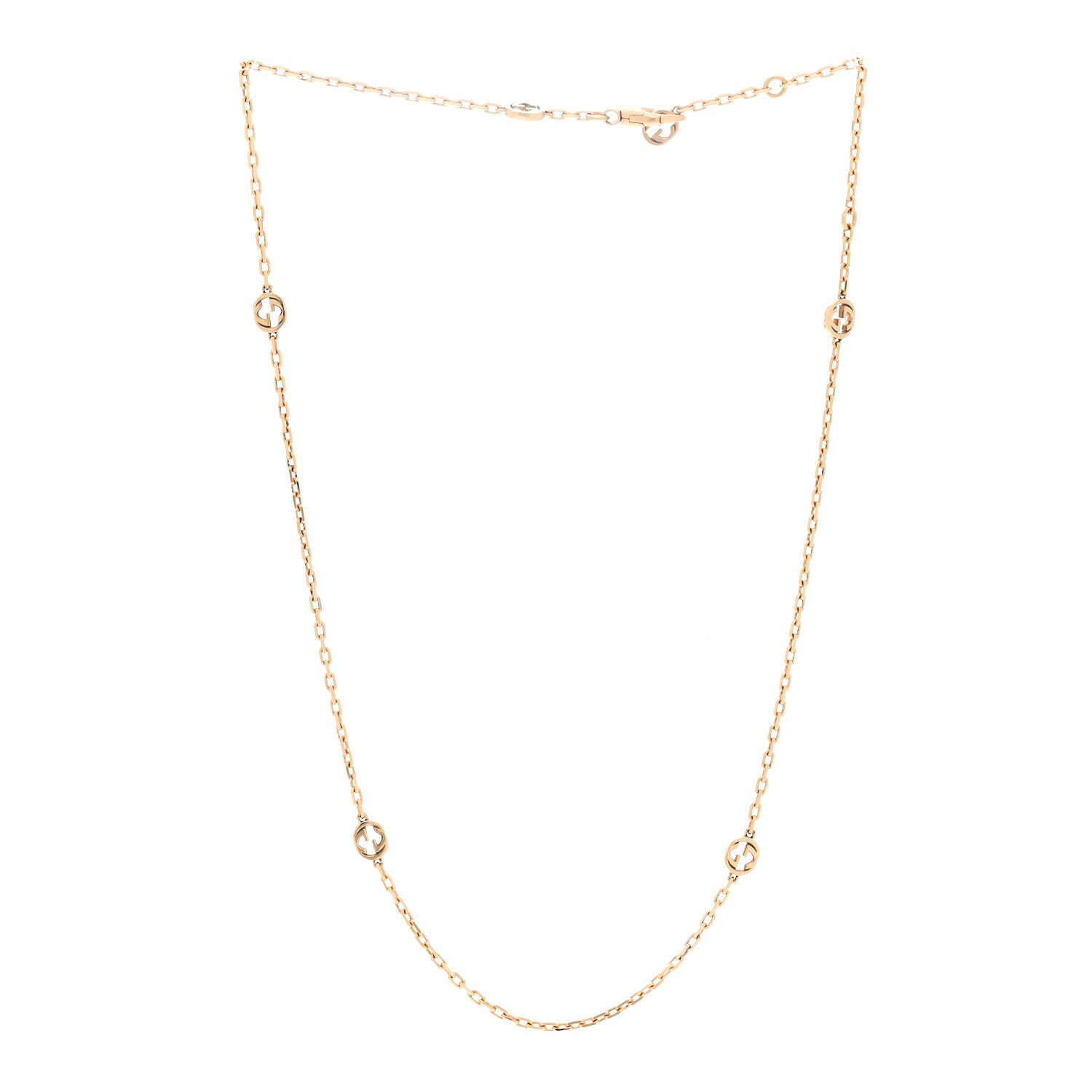 Gucci 18K Yellow Gold Running GG Station Necklace 3 of 7