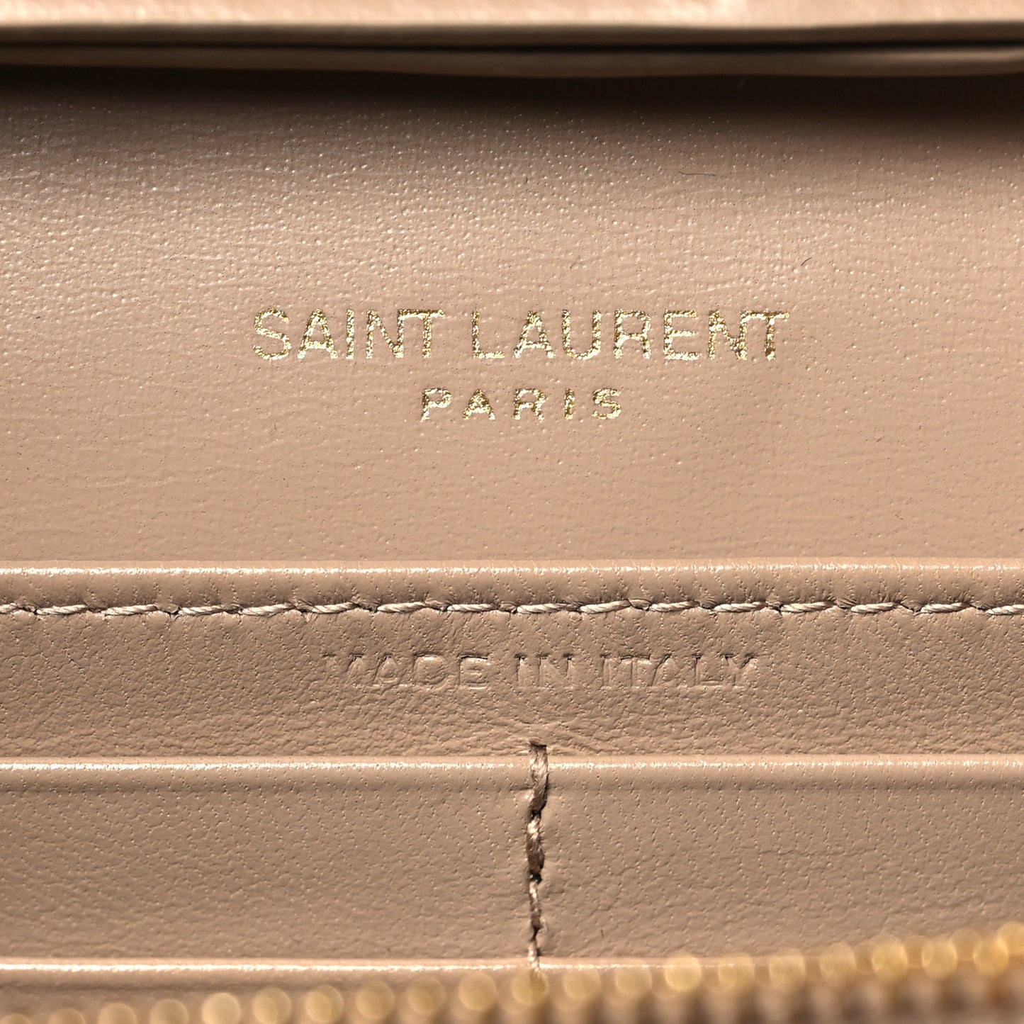 Glossy Calfskin Monogram Chain Wallet Dark Beige
