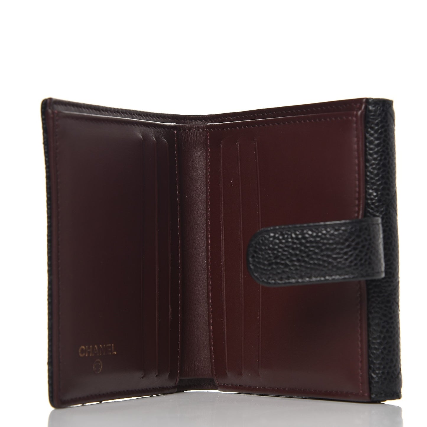Caviar Quilted Compact French Flap Wallet Black