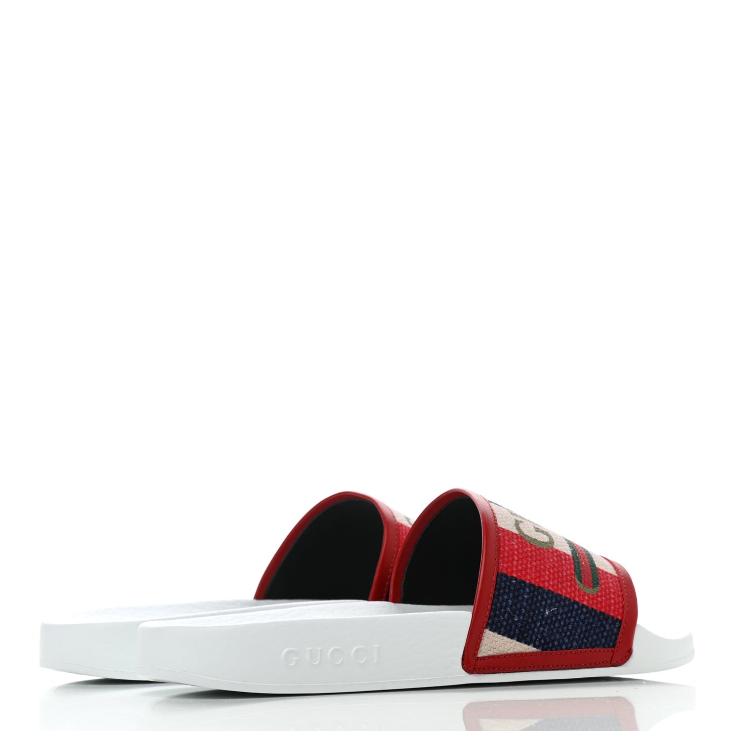 Canvas Sylvie Stripe Logo Mens Pursuit Slide Sandals 7 Mystic White Hibiscus Red Maritime