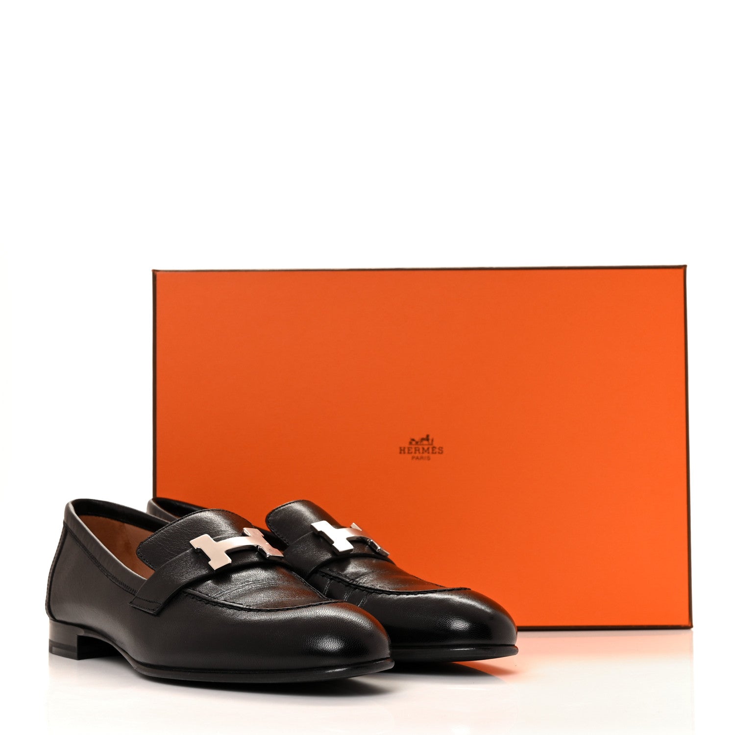Hermes Goatskin Womens Paris Loafers 36.5 Black 9 of 9