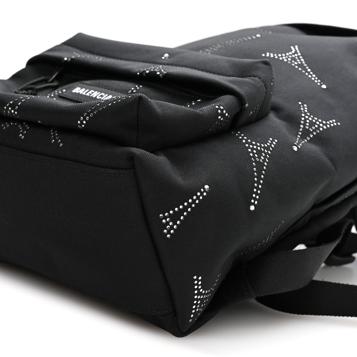 Canvas Crystal Embellished Eiffel Tower Explorer Backpack S Black