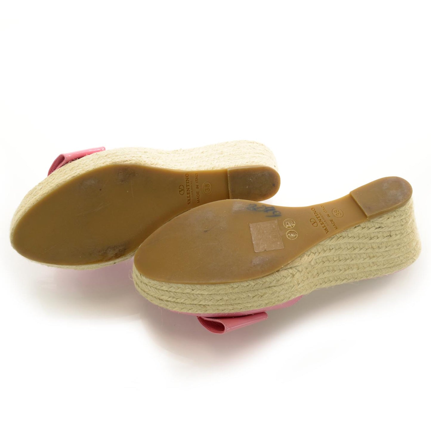 Patent Mena Bow Espadrille Wedges 38 Pink Rose