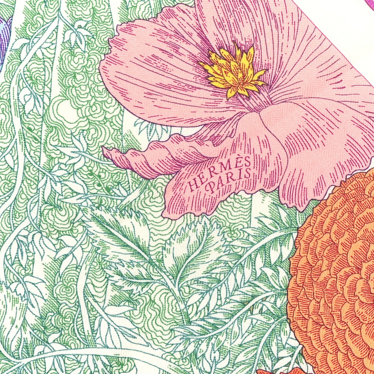 Hermes Cashmere Silk Retour a la Nature 140 Bleu Ciel Rose Vert 2 of 3
