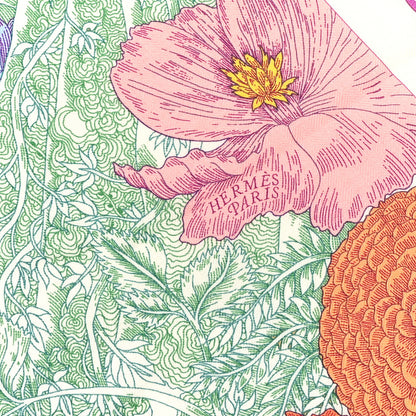 Hermes Cashmere Silk Retour a la Nature 140 Bleu Ciel Rose Vert 2 of 3