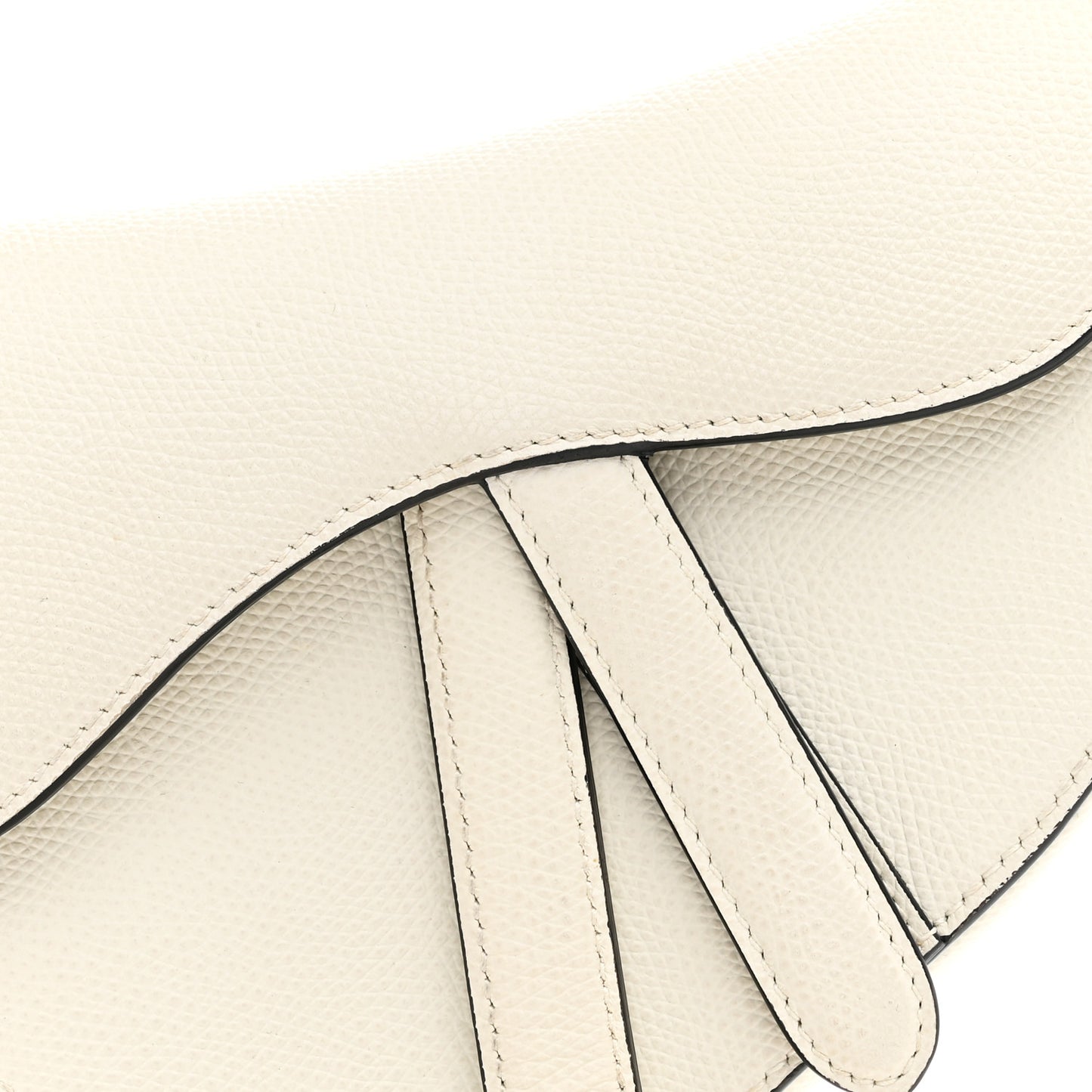 Grained Calfskin Mini Saddle Bag White