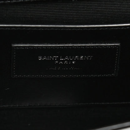 Saint Laurent Calfskin Crocodile Embossed Medium Classic Monogram Kate Tassel Satchel Black 6 of 12