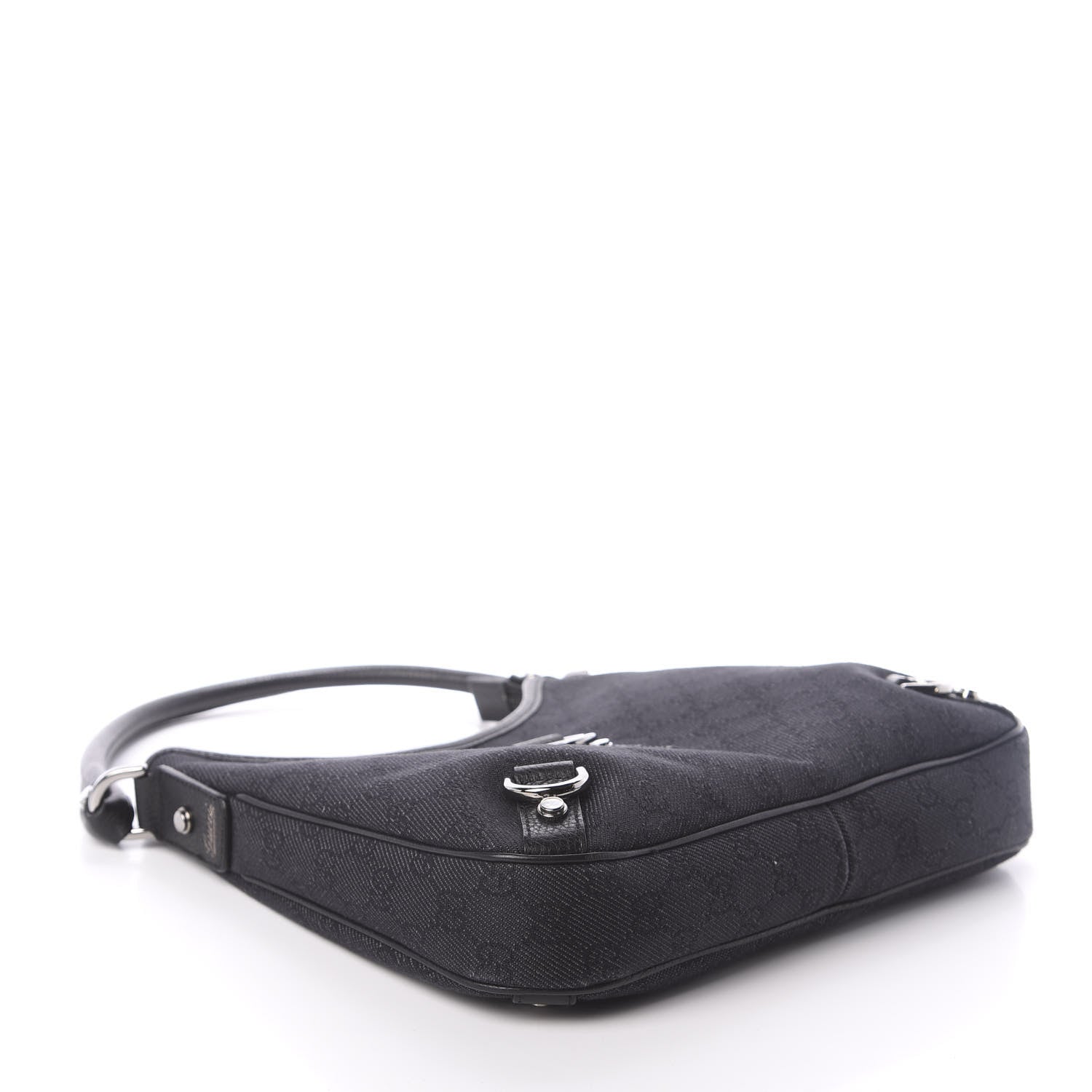 Gucci Denim Monogram Abbey D Ring Hobo Black 4 of 8
