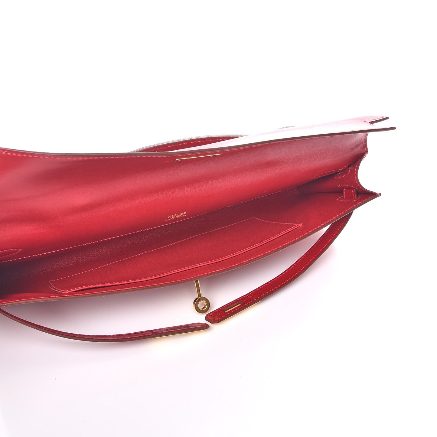 Tadelakt Kelly Cut Clutch Rouge Vif