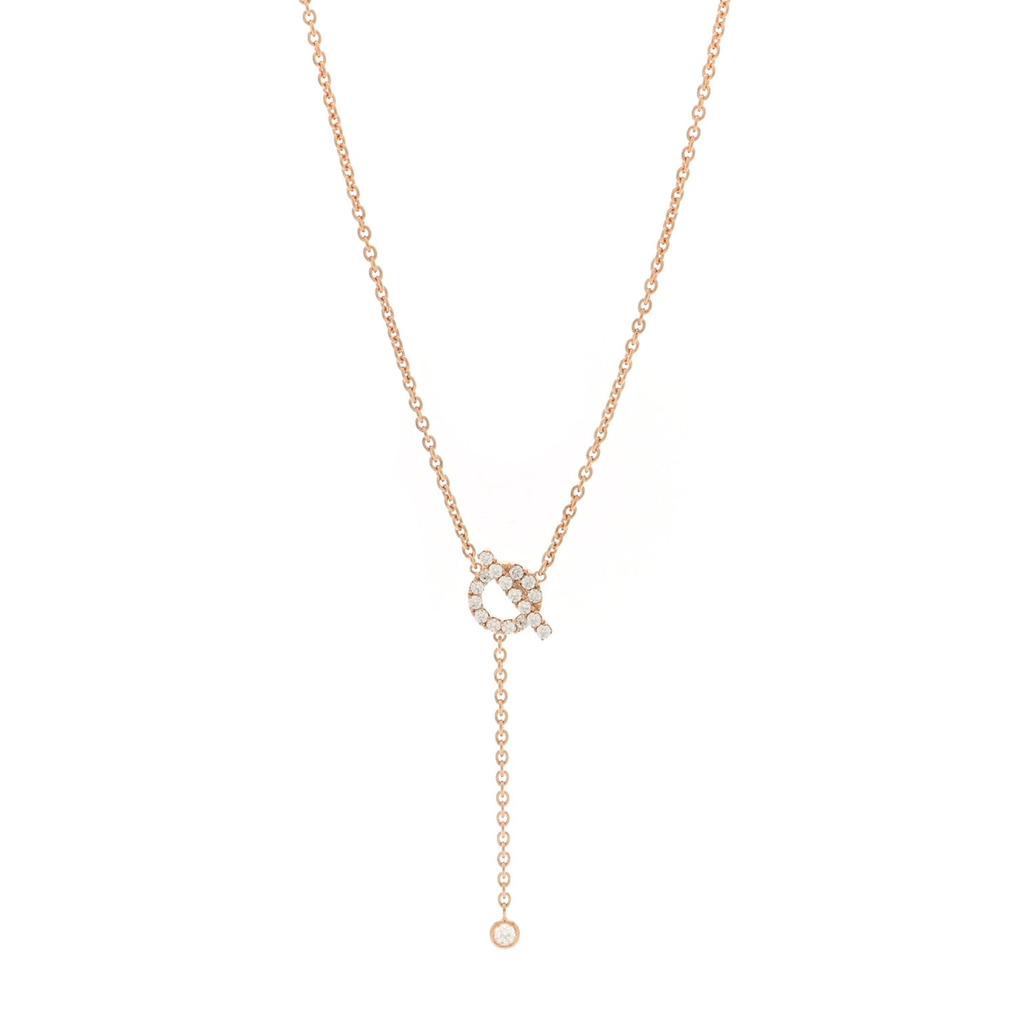 18K Rose Gold Diamond Finesse Lariat Necklace