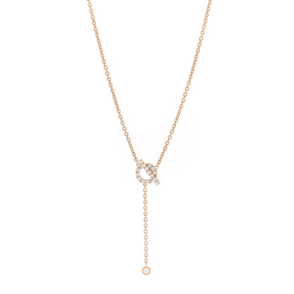 Hermes 18K Rose Gold Diamond Finesse Lariat Necklace 1 of 6