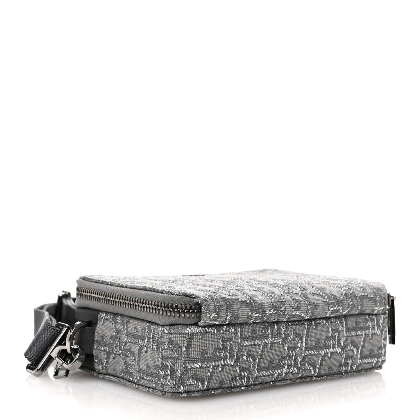 Oblique Zipped Pouch With Strap Pouch Grey