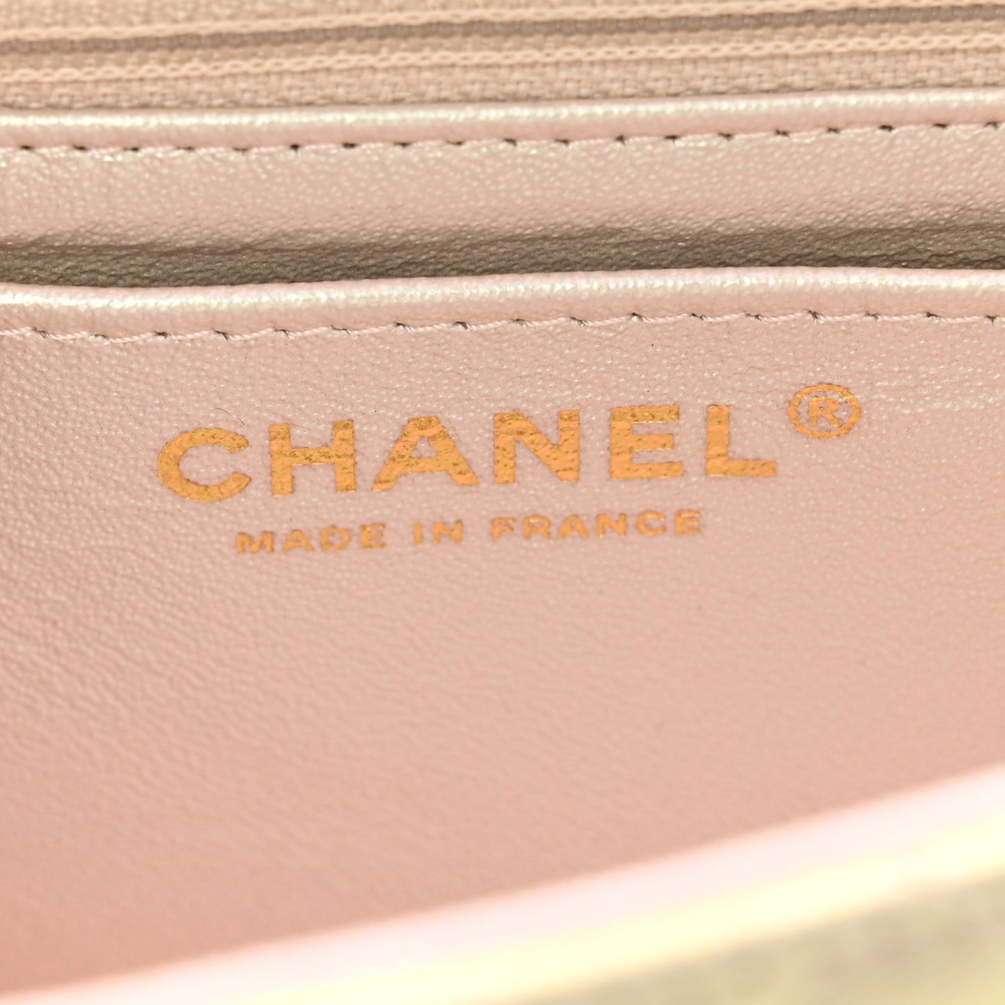 Iridescent Lambskin Quilted Mini Rectangular Flap Ivory