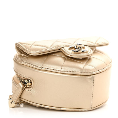 Chanel Metallic Lambskin Quilted CC In Love Heart Waist Belt Bag With Chain Gold 4 of 11