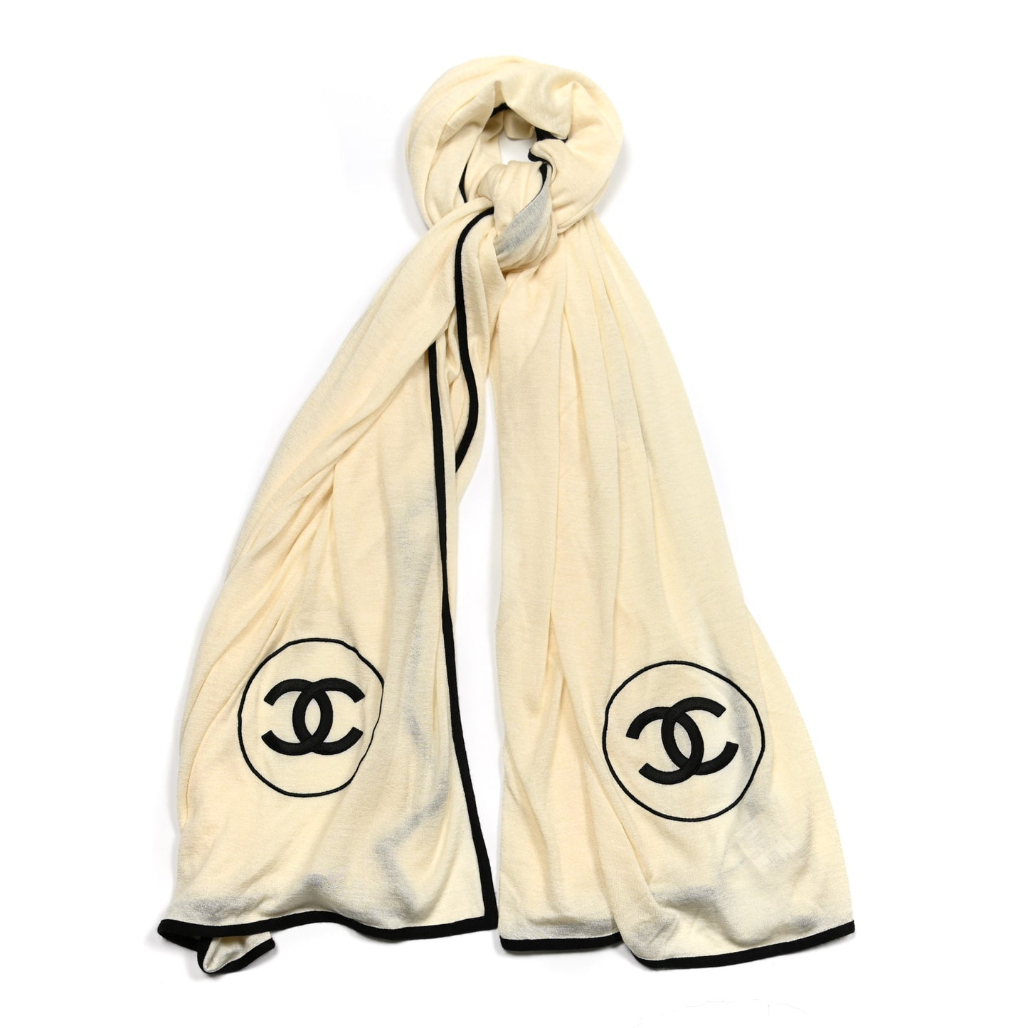 Cashmere Silk CC Scarf White Black