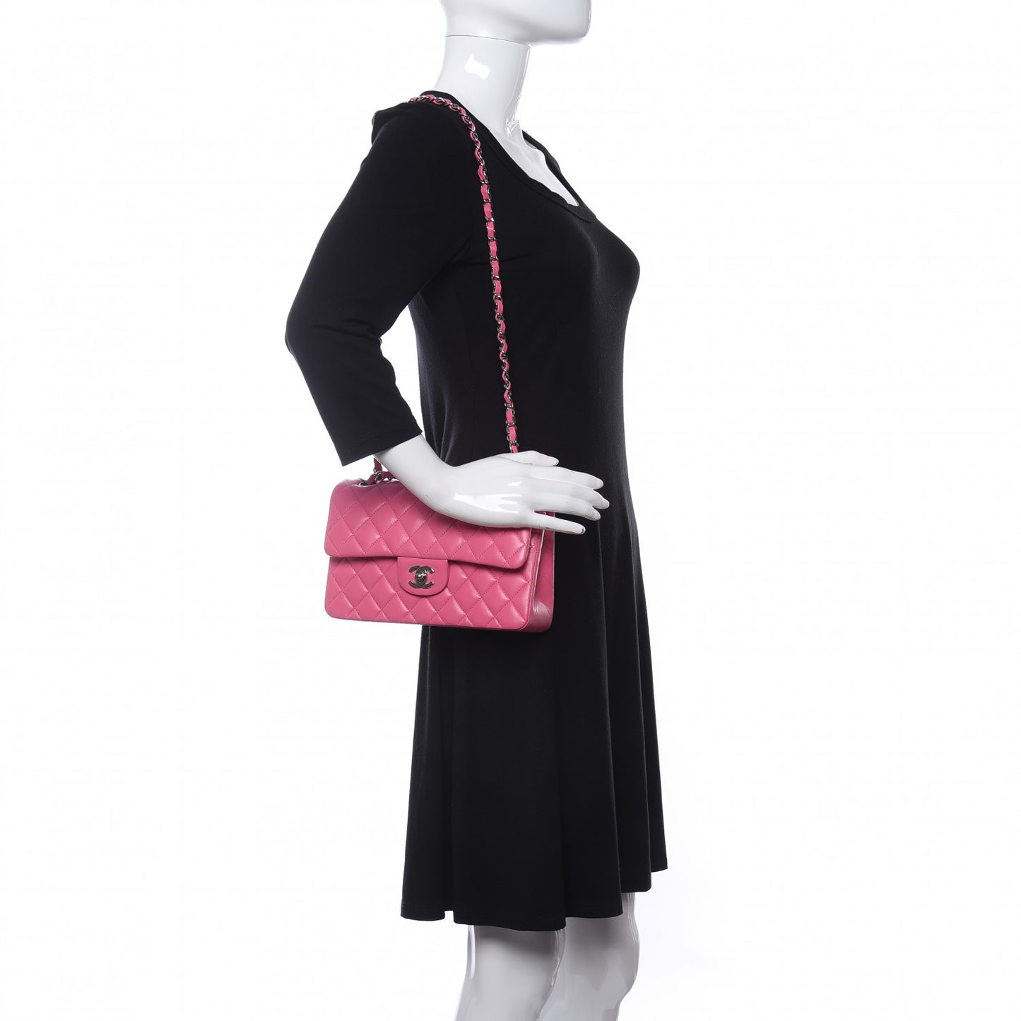 Lambskin Quilted Small Double Flap Pink