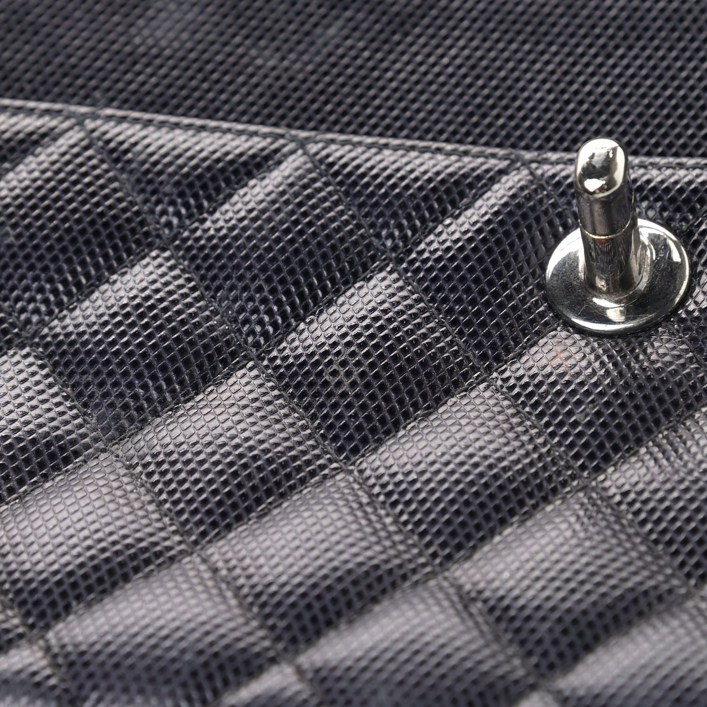 Metallic Calfskin Quilted Single Flap Black