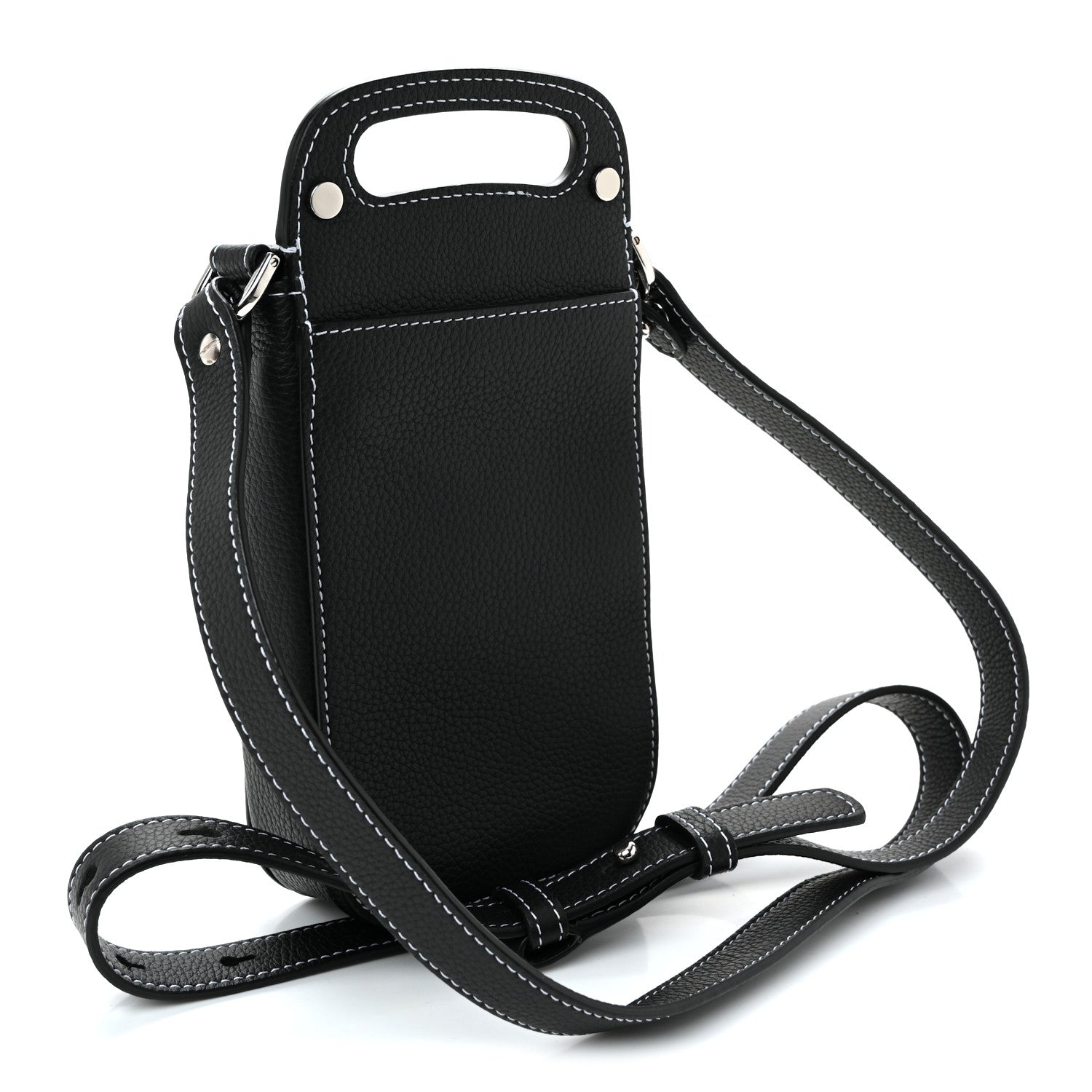 Christian Dior Grained Calfskin Vertical Saddle Pouch With Strap Black 3 of 10