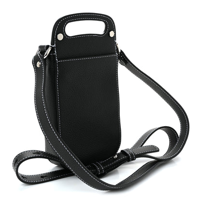 Christian Dior Grained Calfskin Vertical Saddle Pouch With Strap Black 3 of 10