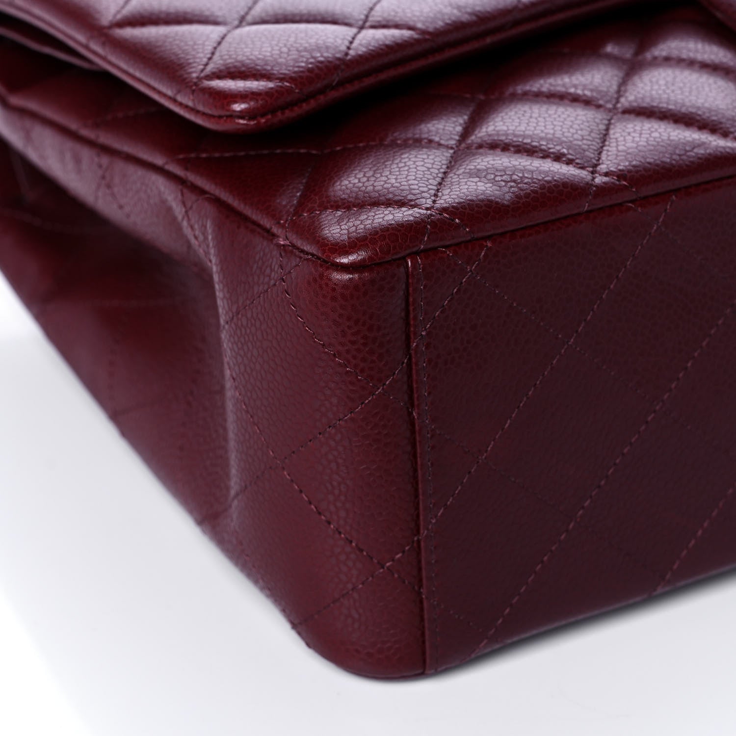 Chanel Caviar Quilted Maxi Double Flap Burgundy 10 of 13