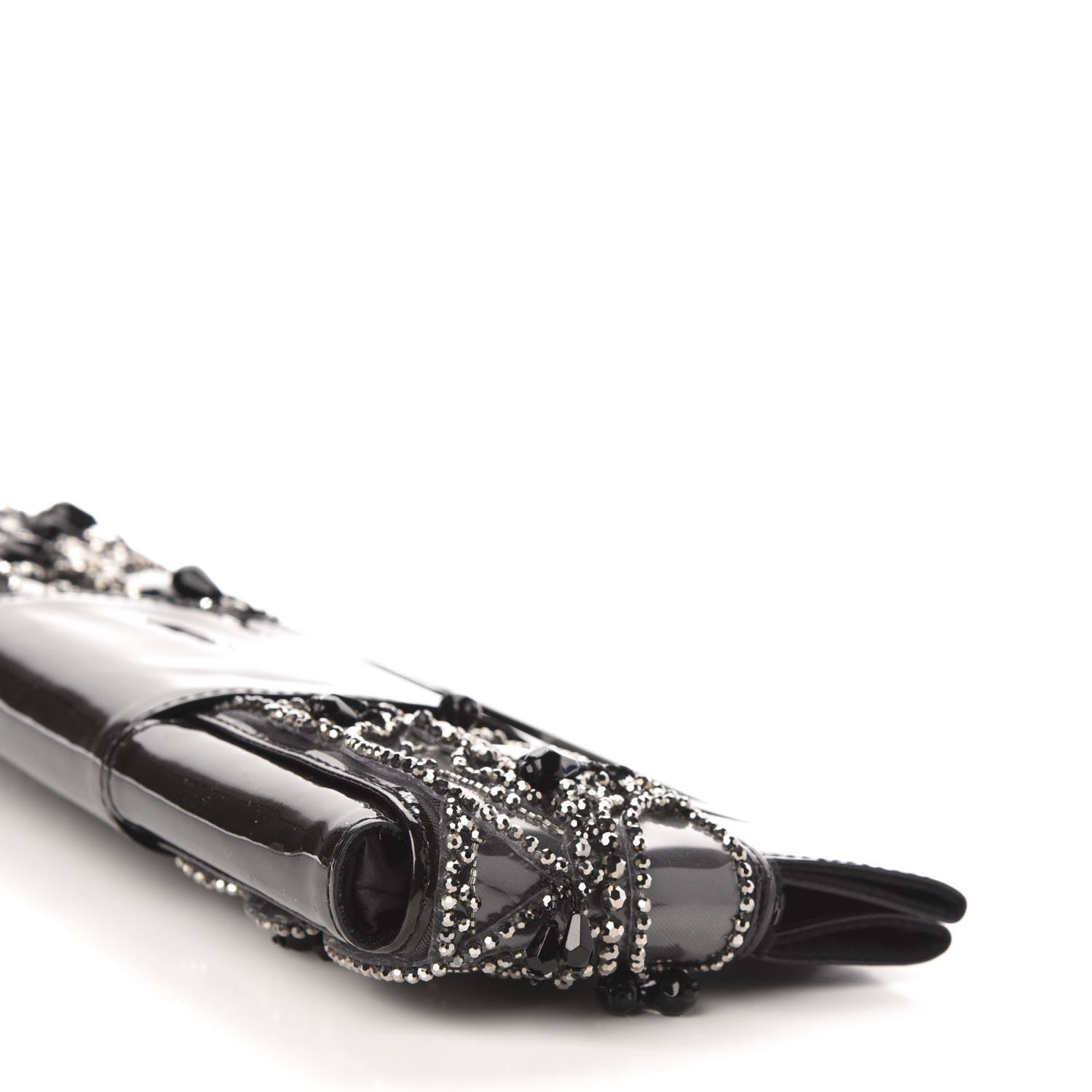 Fendi Patent Embellished Cutout Baguette Clutch Black 8 of 9
