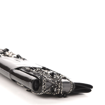 Fendi Patent Embellished Cutout Baguette Clutch Black 8 of 9