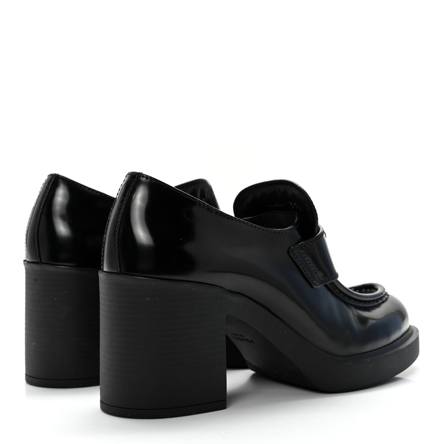 Spazzolato Metal Triangle Logo 85mm Loafers 39.5 Black