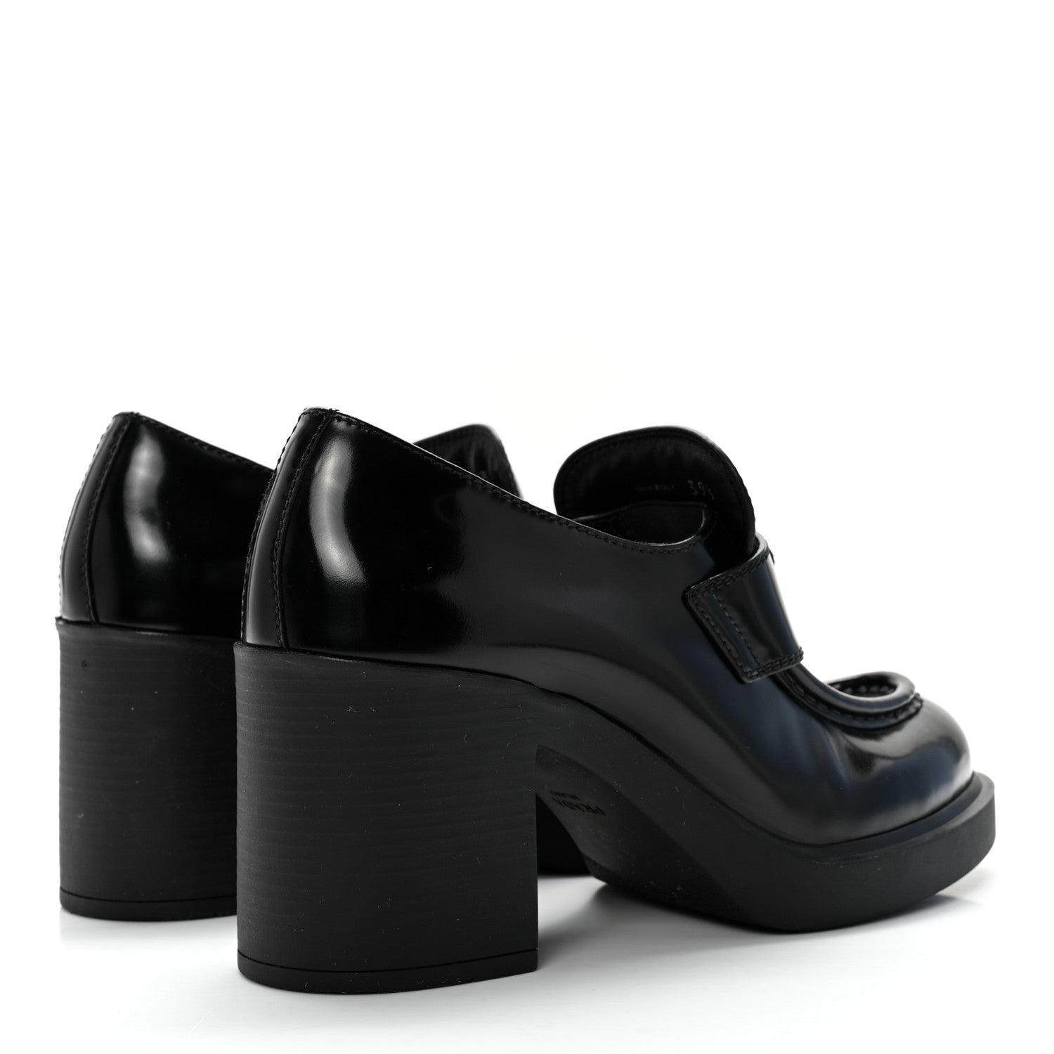 Prada Spazzolato Metal Triangle Logo 85mm Loafers 39.5 Black 4 of 9
