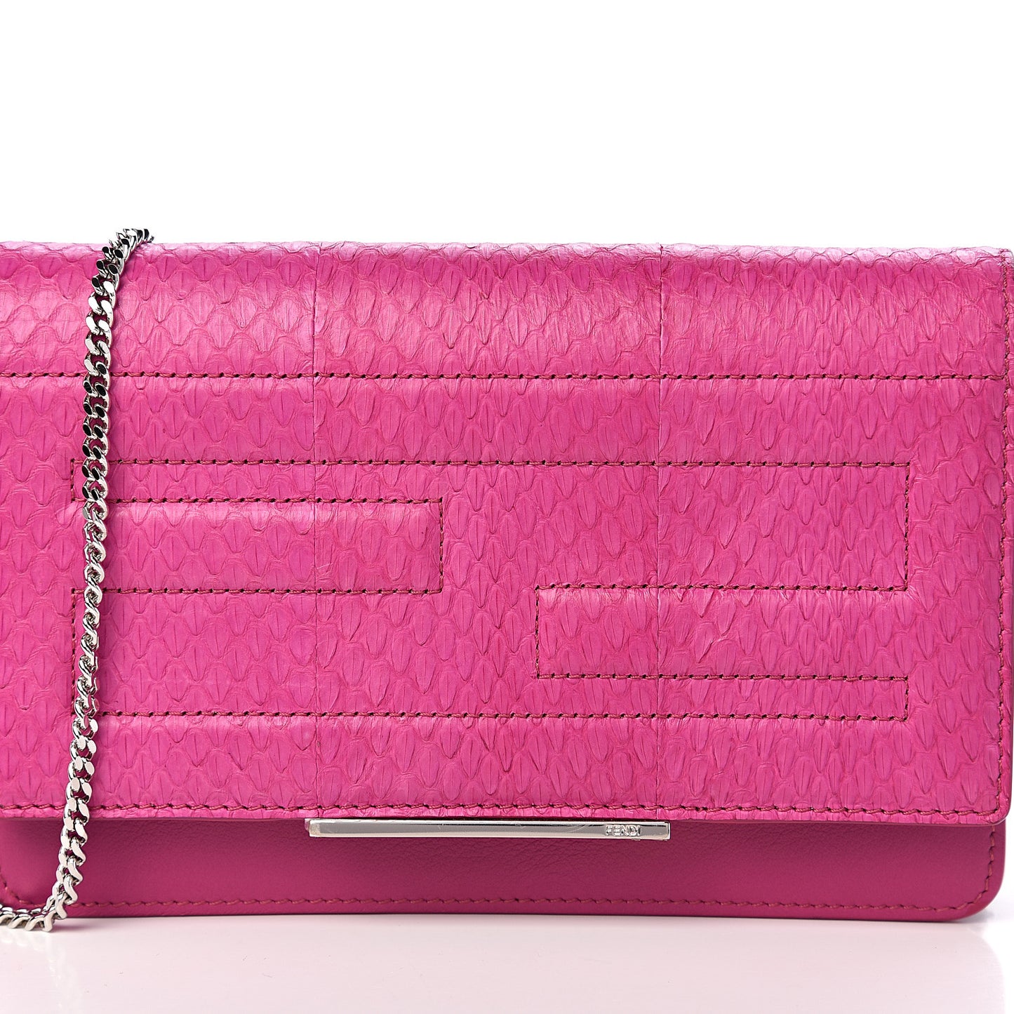 Snakeskin Tube Wallet on Chain Magenta