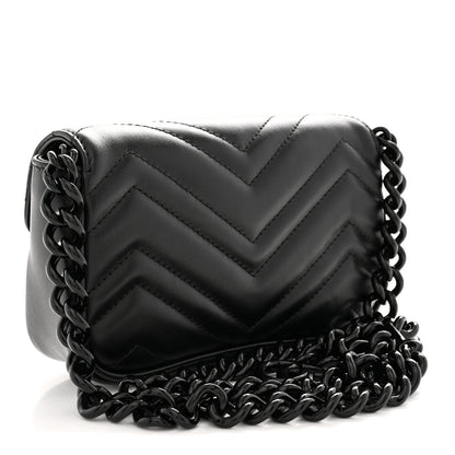 Gucci Calfskin Matelasse Monochrome GG Marmont Chain Belt Bag Black 3 of 11