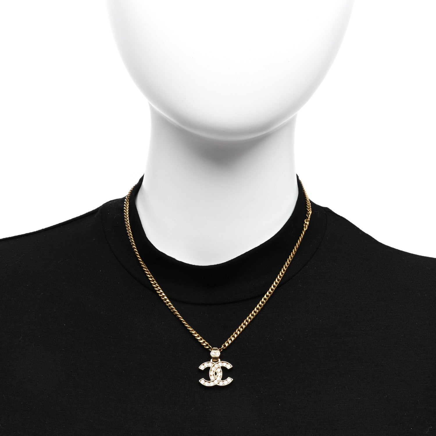 Chanel Crystal CC Necklace Gold 2 of 5