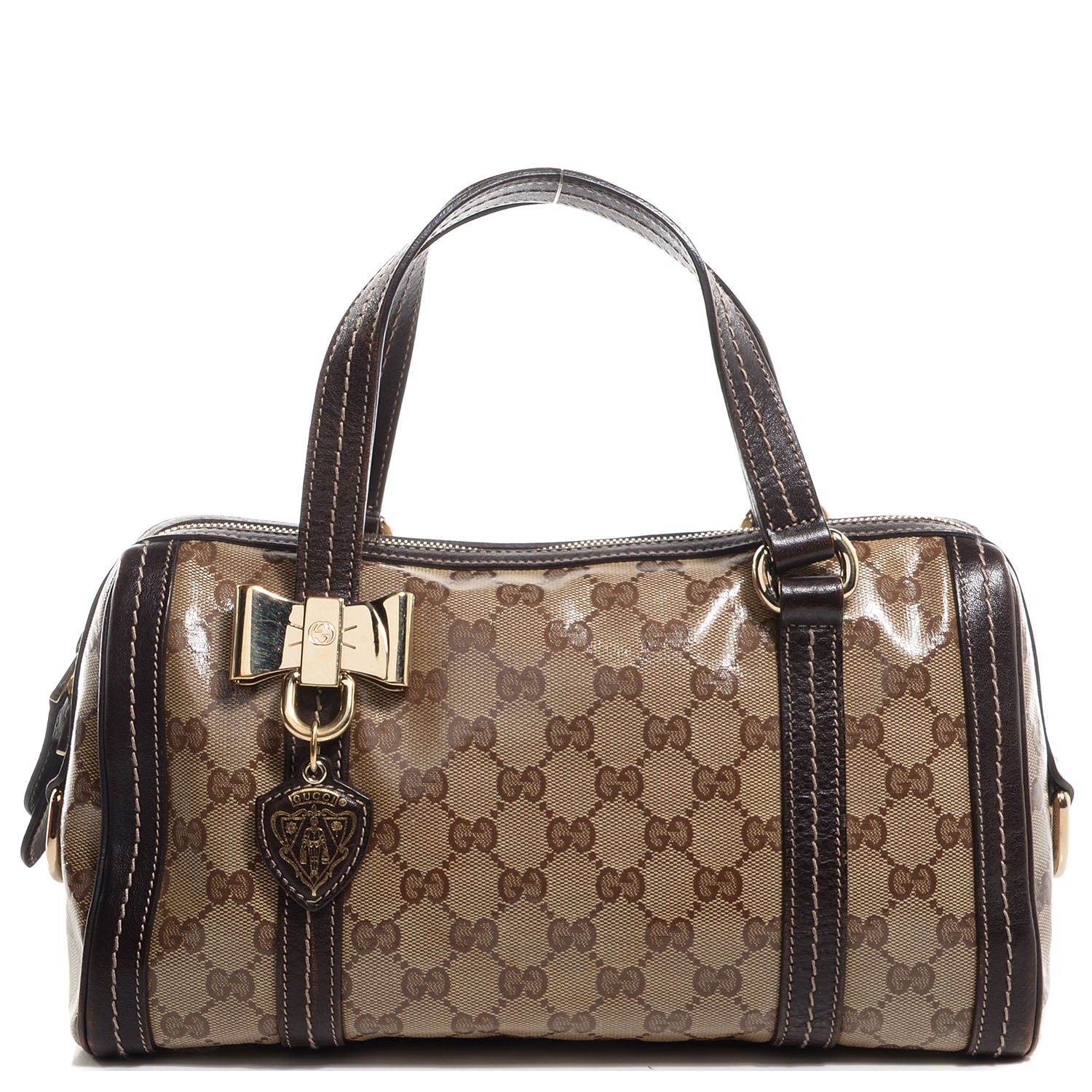 Gucci Crystal Monogram Duchessa Boston Bag Brown 1 of 7