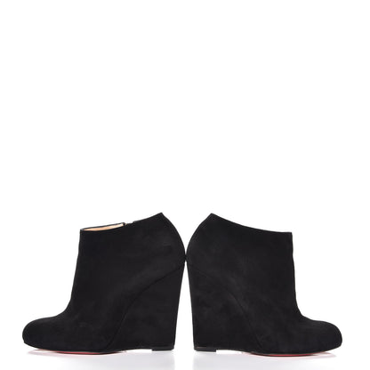Christian Louboutin Suede Belle Zeppa 100 Wedge Ankle Boots 38.5 Black 6 of 9