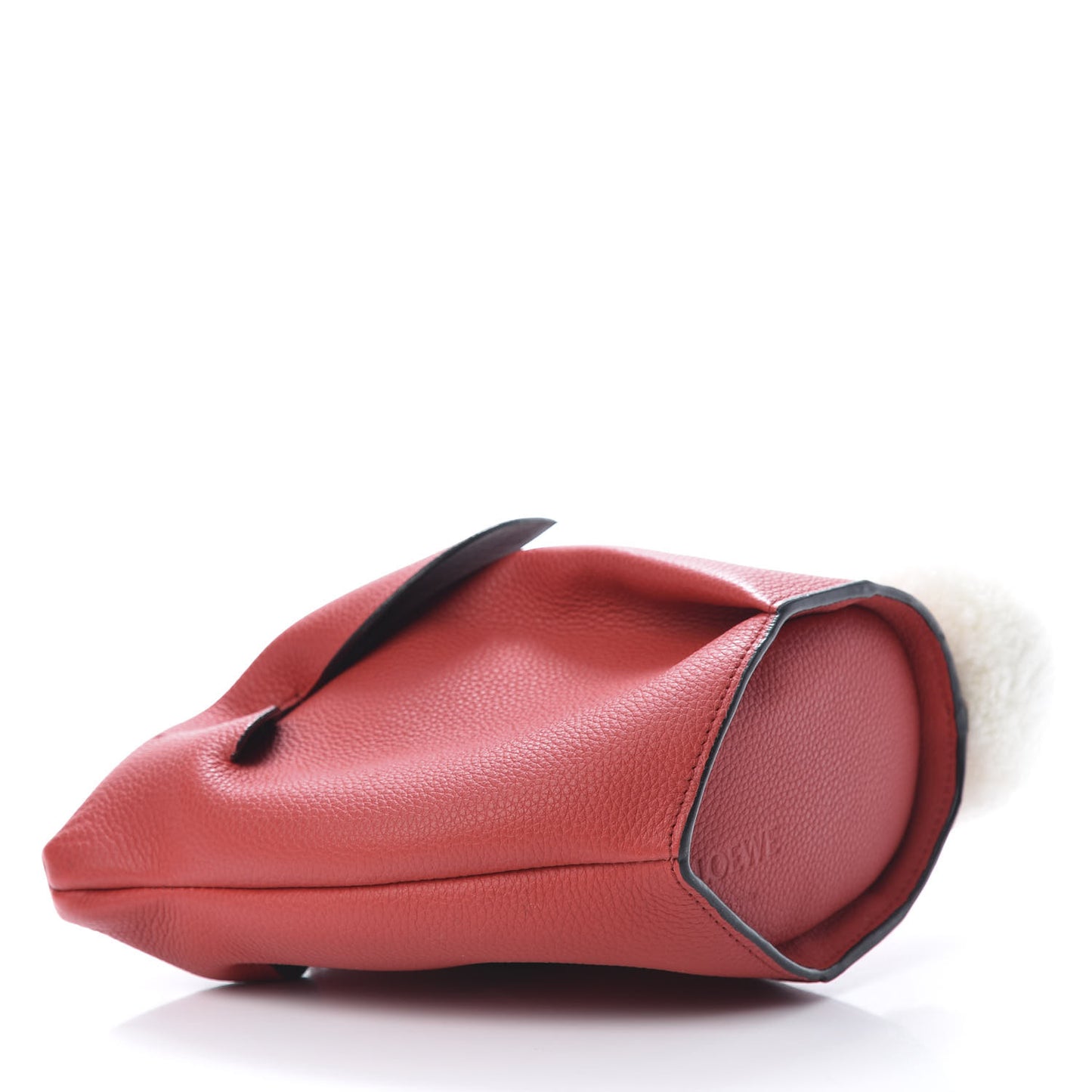 Calfskin Shearling Mini Bunny Crossbody Bag Red