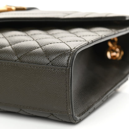 Saint Laurent Grain De Poudre Textured Mixed Matelasse Triquilt Medium Monogram Satchel Army Green 10 of 10