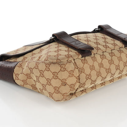 Gucci Monogram Medium Double Buckle Flap Messenger Bag Beige Dark Brown 8 of 14