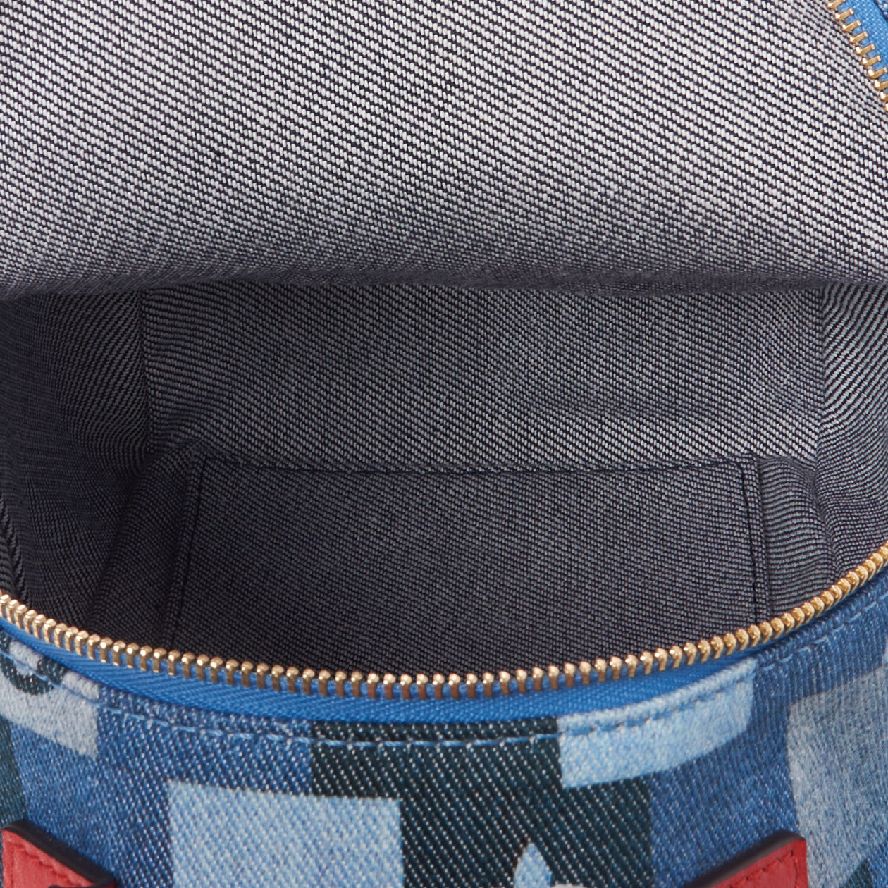 Louis Vuitton Denim Damier Monogram Patchwork Palm Springs Backpack Mini Blue Rouge 6 of 7