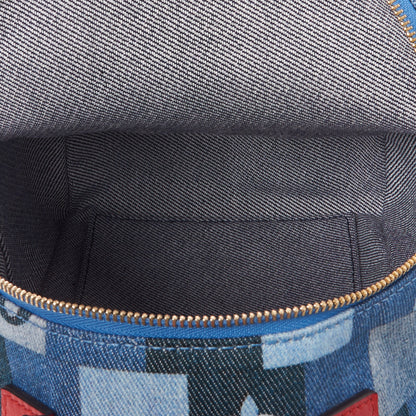 Louis Vuitton Denim Damier Monogram Patchwork Palm Springs Backpack Mini Blue Rouge 6 of 7