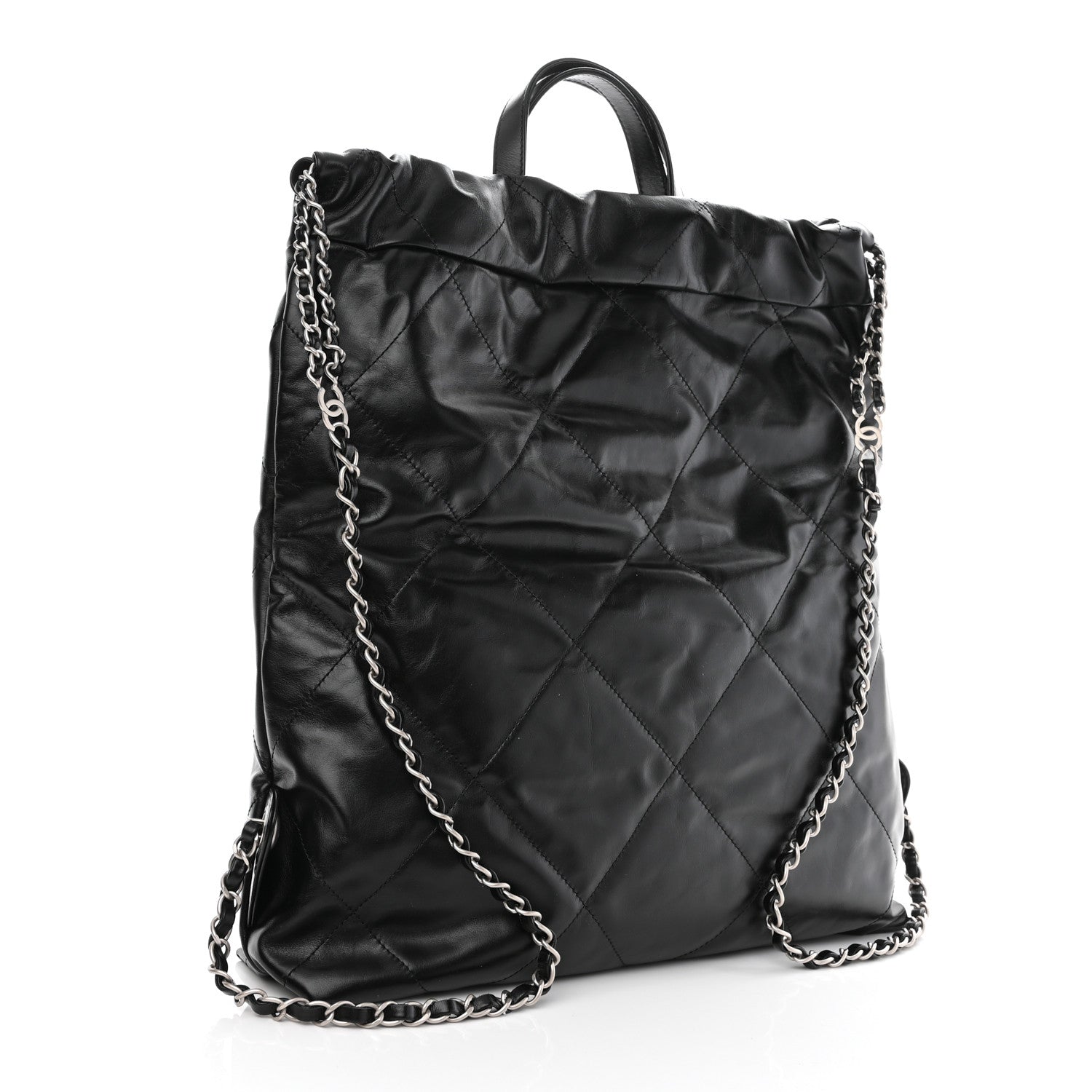 Chanel Shiny Calfskin Quilted Chanel 22 Backpack Black 3 of 10