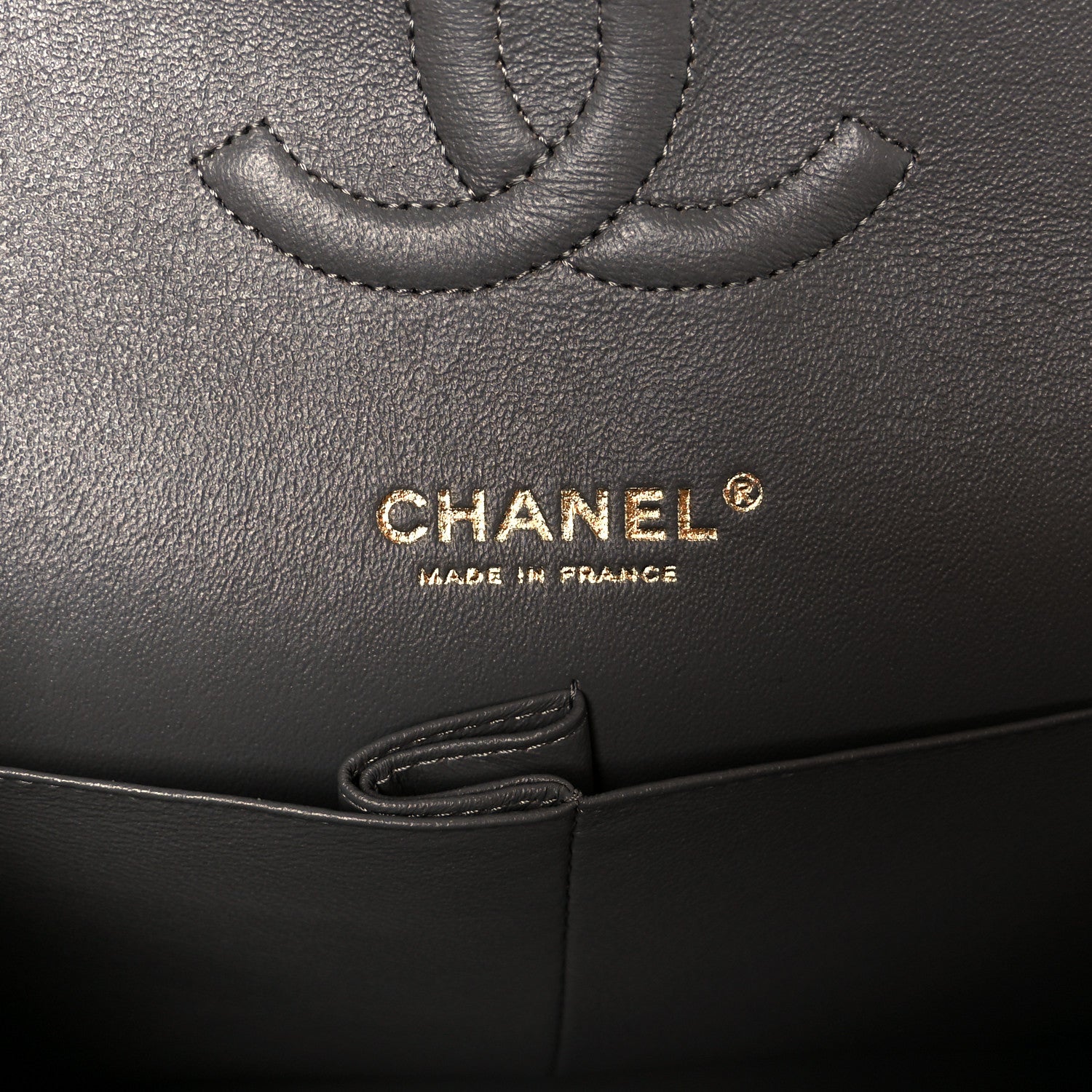 Chanel Caviar Chevron Quilted Medium Double Flap Dark Grey 6 of 10