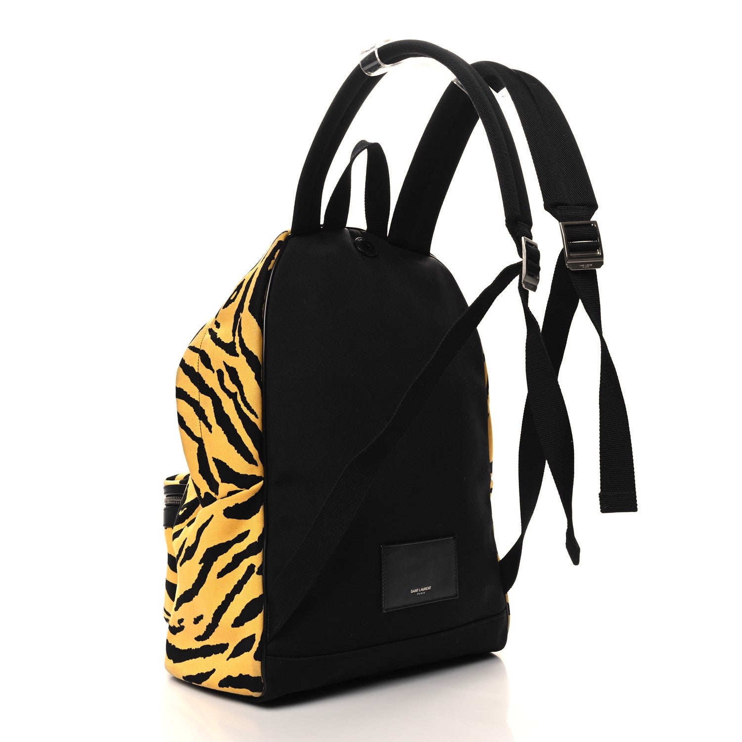 Saint Laurent Canvas Zebra Print City Backpack Yellow Black 3 of 14