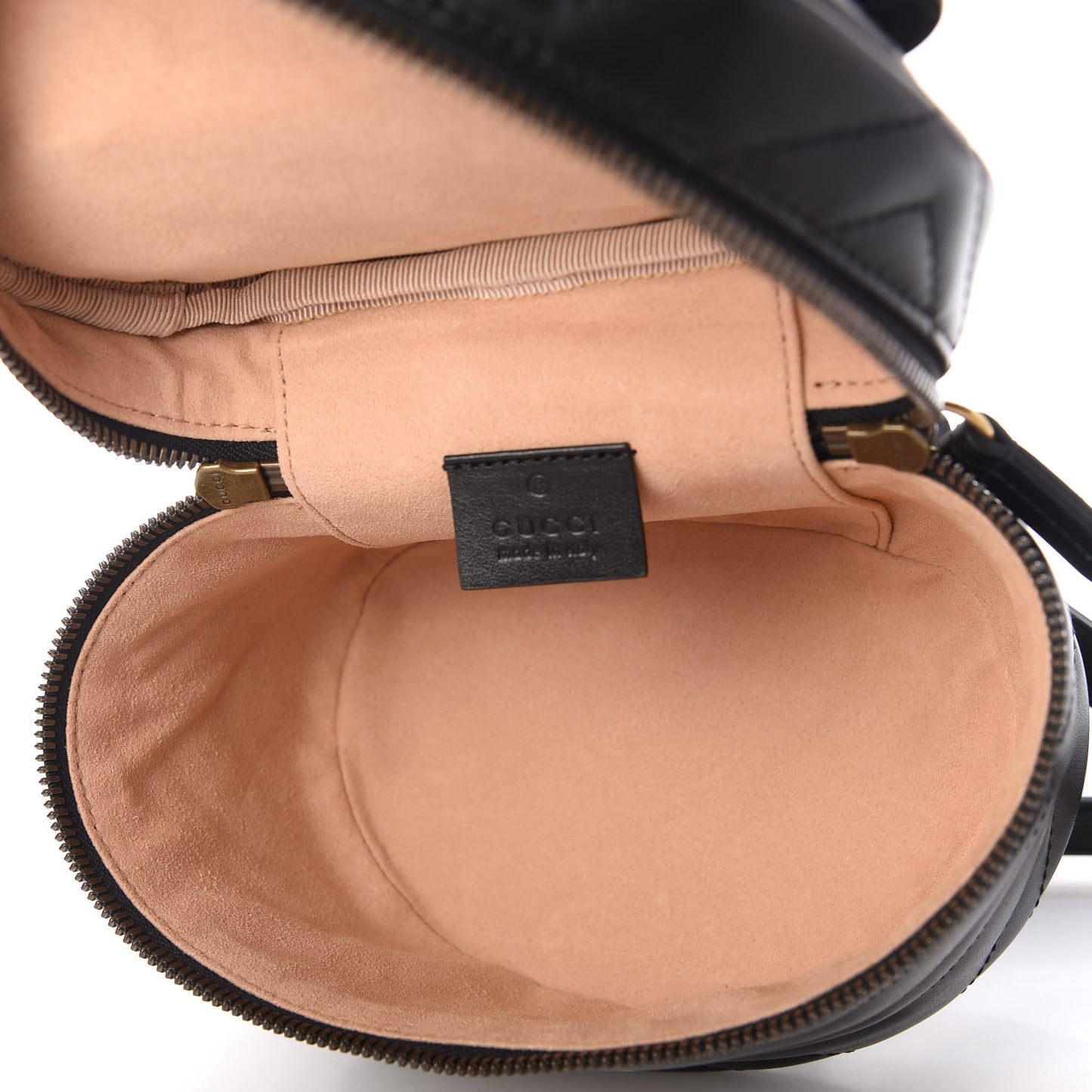 Calfskin Matelasse Mini GG Marmont Round Backpack Black