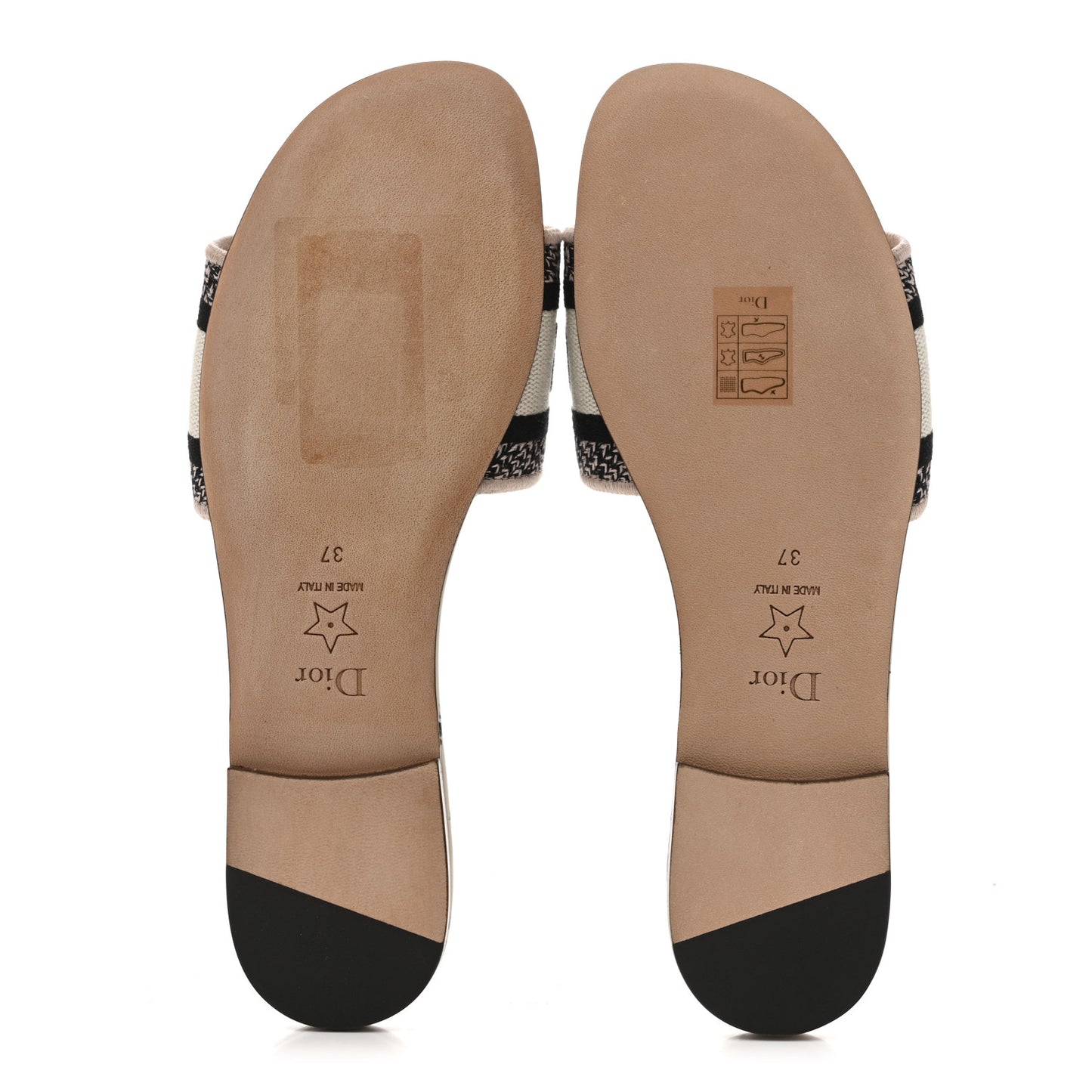 Canvas Millefiori Embroidered Dway Flat Slide Sandals 37 Nude White