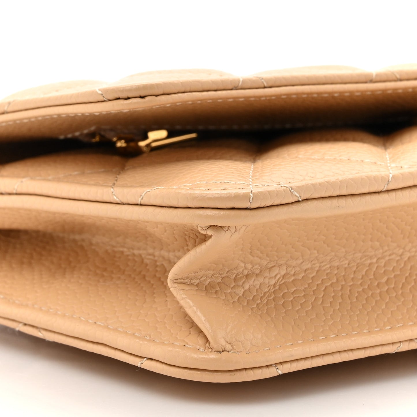 Caviar Quilted Wallet on Chain WOC Beige Clair