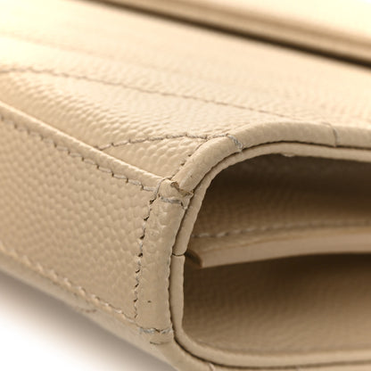 Saint Laurent Grain De Poudre Matelasse Chevron Monogram Chain Wallet Nude Powder 12 of 14